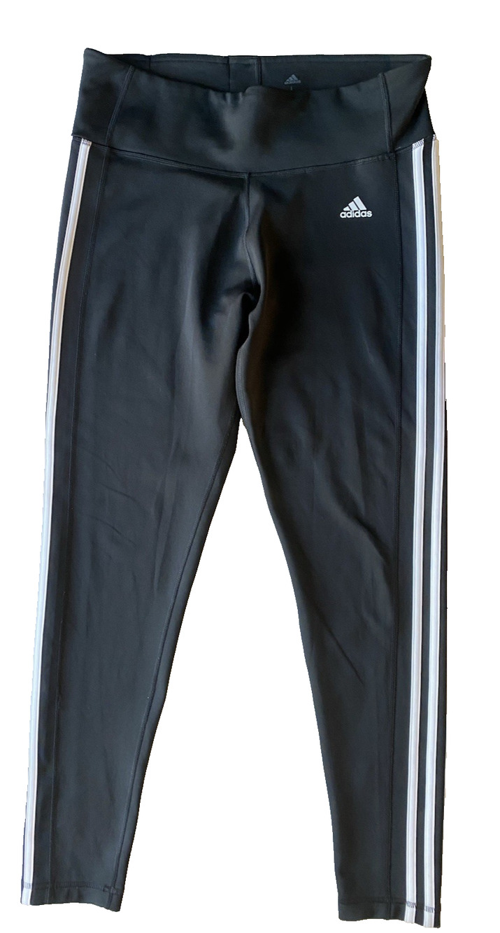 Adidas Climate Leggings Womens Large Black White Athleisure Sporty Pull On Pants